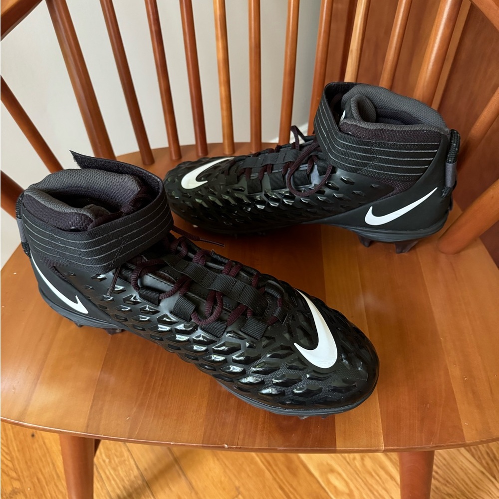 Men Nike Force Savage Pro 2 Mid Football Cleats Black Size 12W